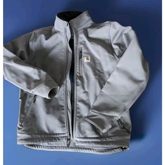 Carhartt Rain Defender Waterproof Zip Grey Jacket Sz L Excellent Must Touch It! - Picture 1 of 9